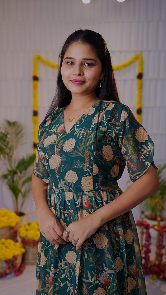 magizh premium georgette maternity kurti