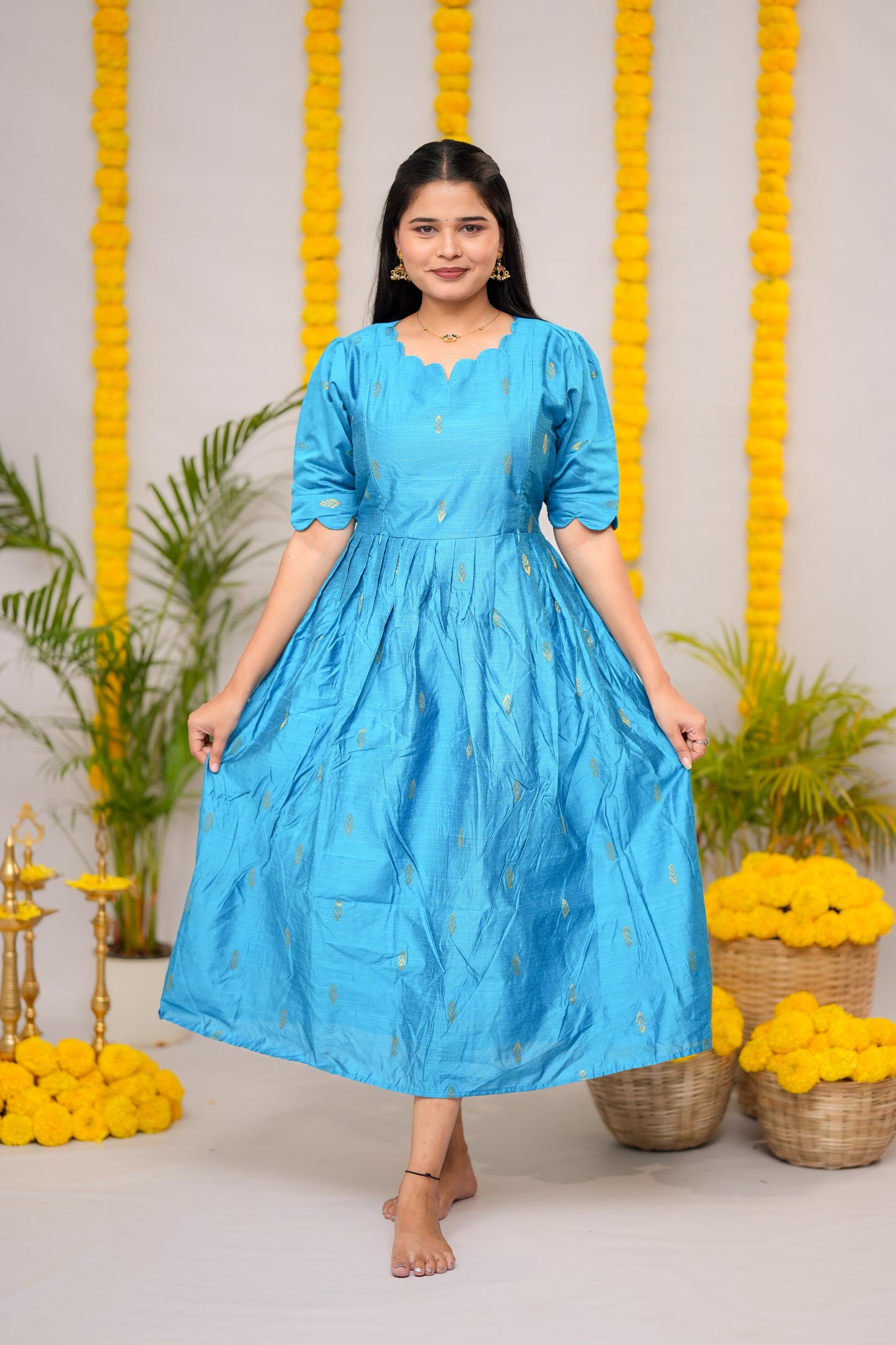 Niraimathi 1 premium raw silk maternity kurti