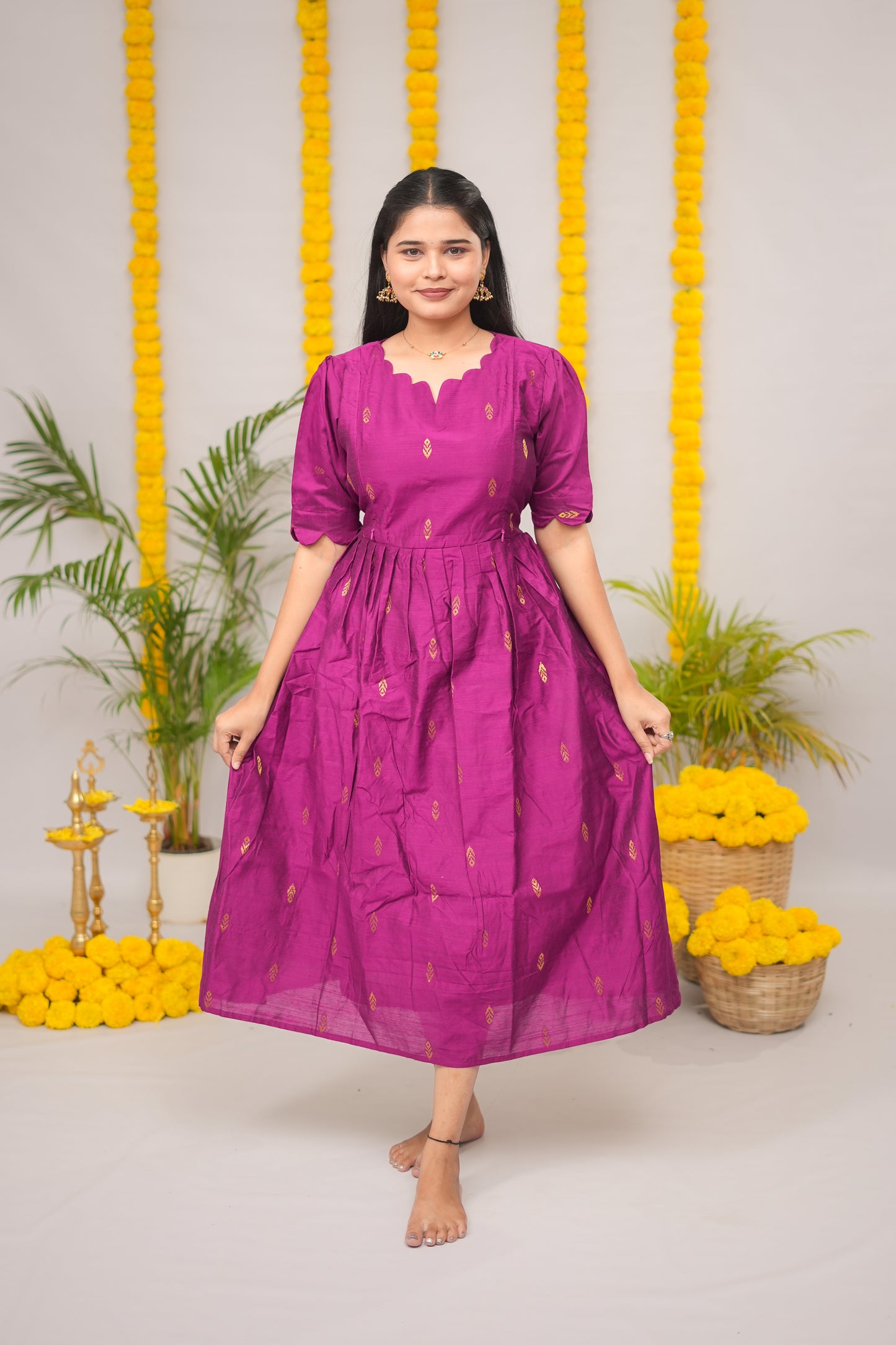Niraimathi 2 premium raw silk maternity kurti
