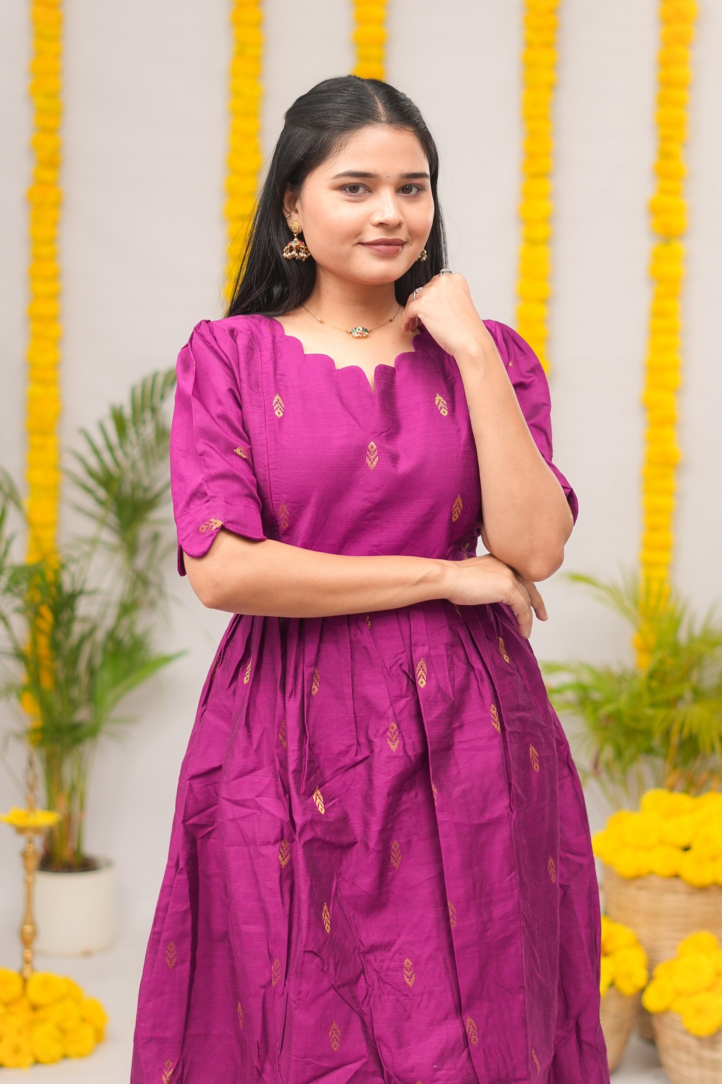 Niraimathi 2 premium raw silk maternity kurti