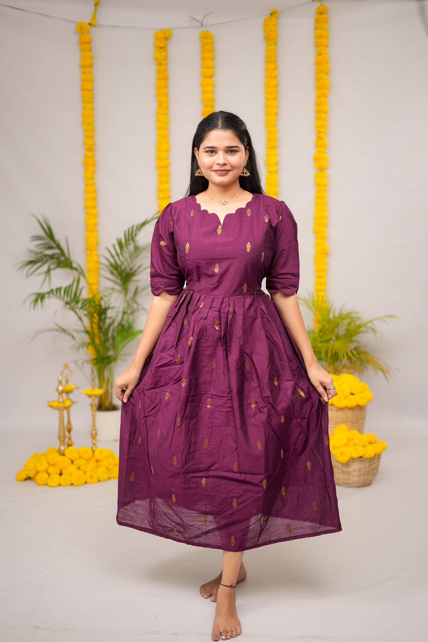 Niraimathi 5 premium raw silk maternity kurti