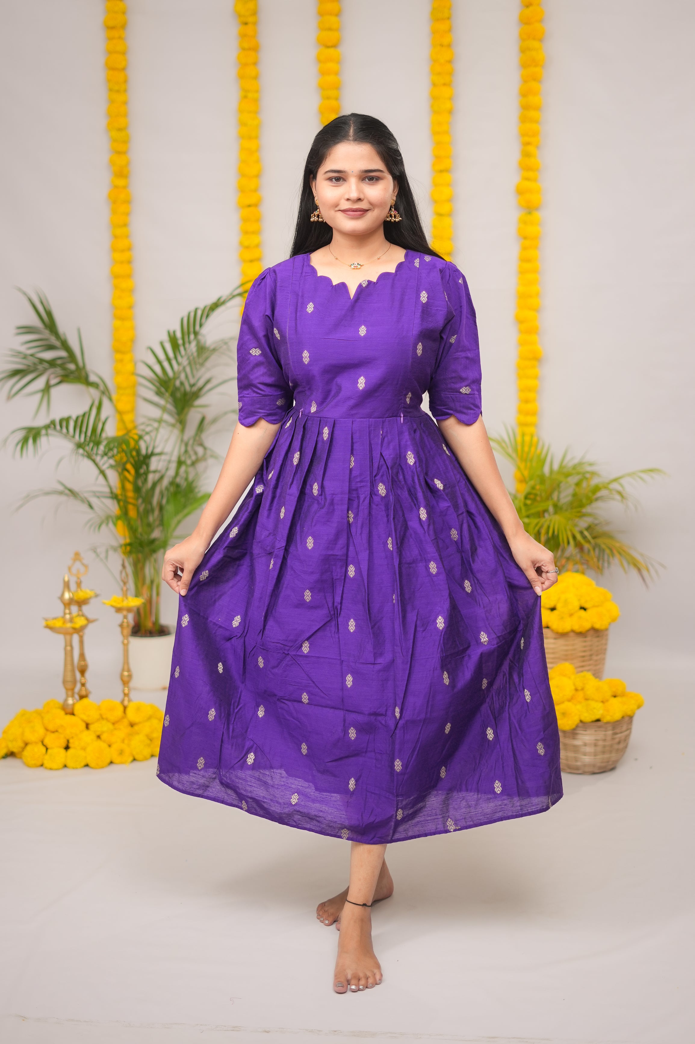 Niraimathi 3 premium raw silk maternity kurti