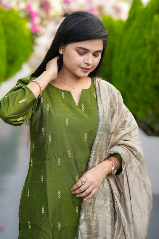 Maina premium raw silk 3 piece maternity kurti