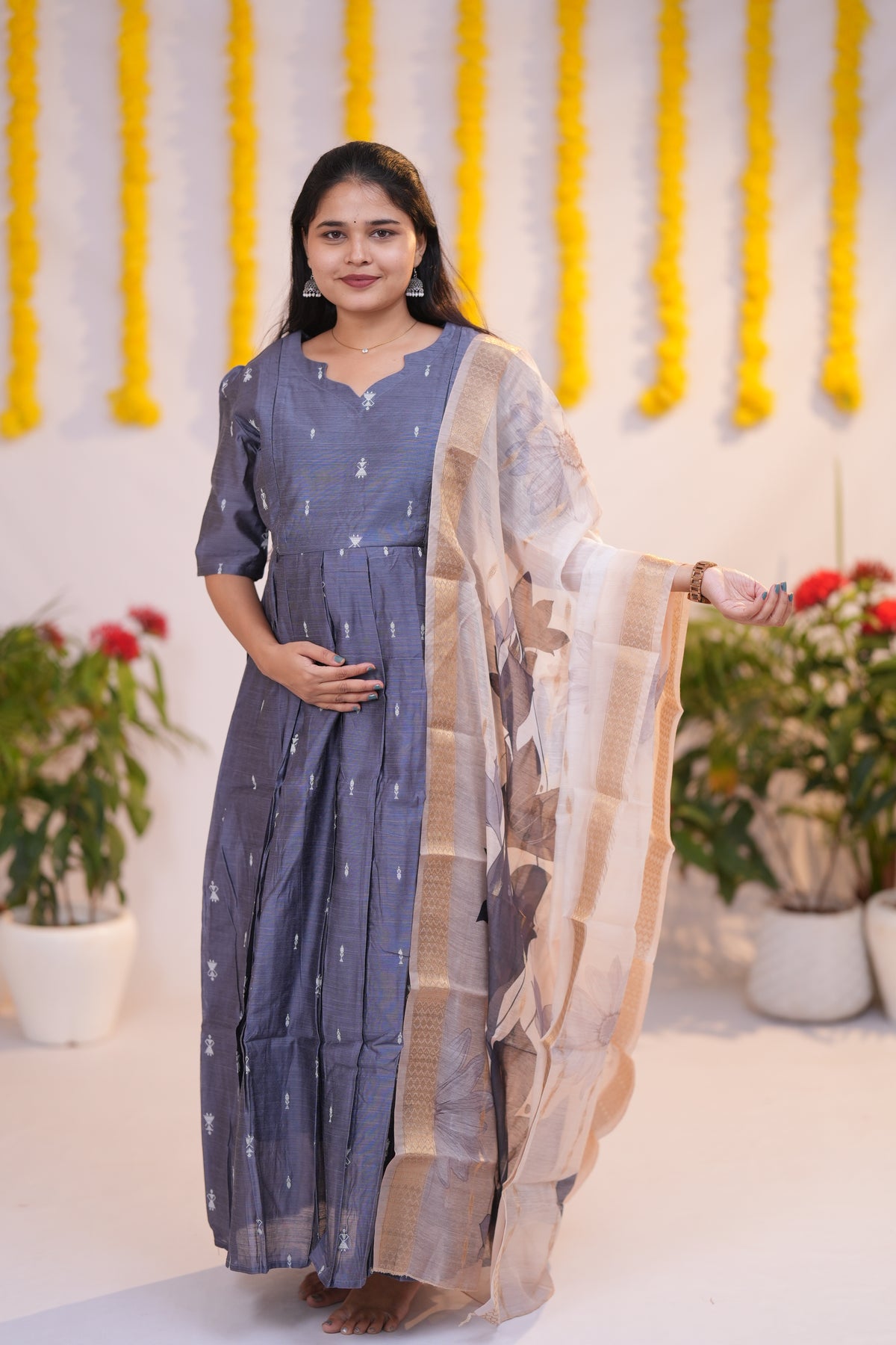 Karigai 2 Premium Raw silk maternity kurti set