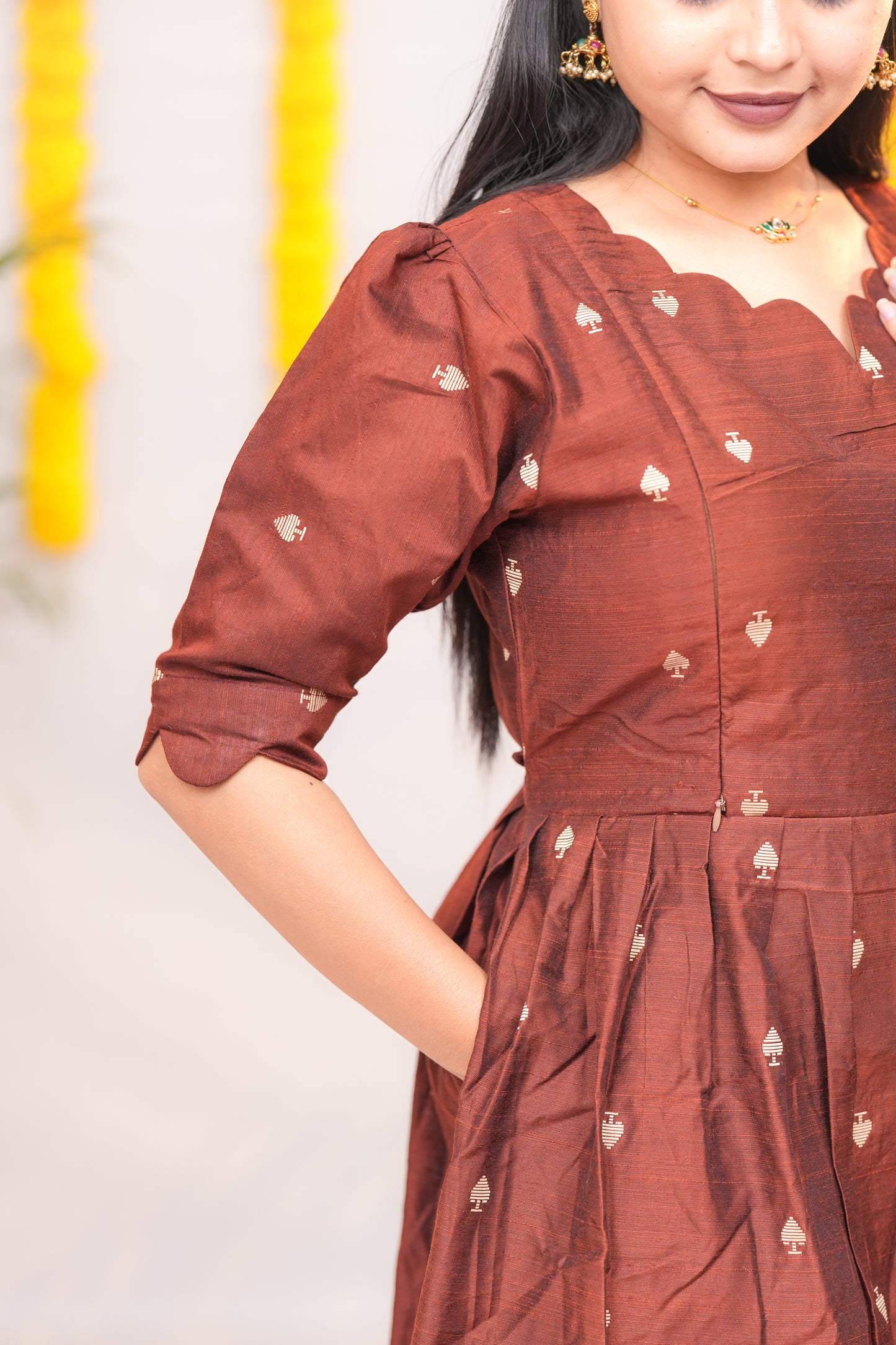 Niraimathi 8 premium raw silk maternity kurti