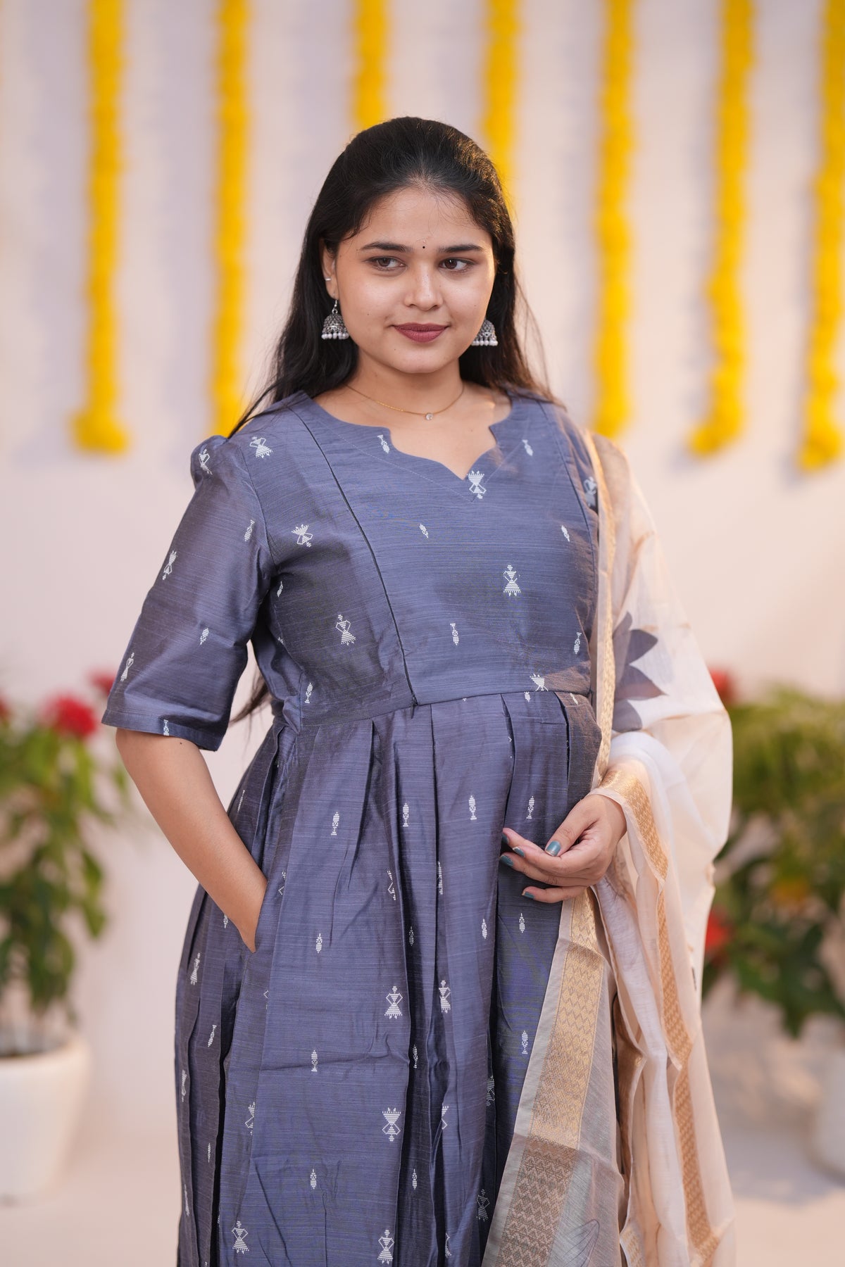 Karigai 2 Premium Raw silk maternity kurti set