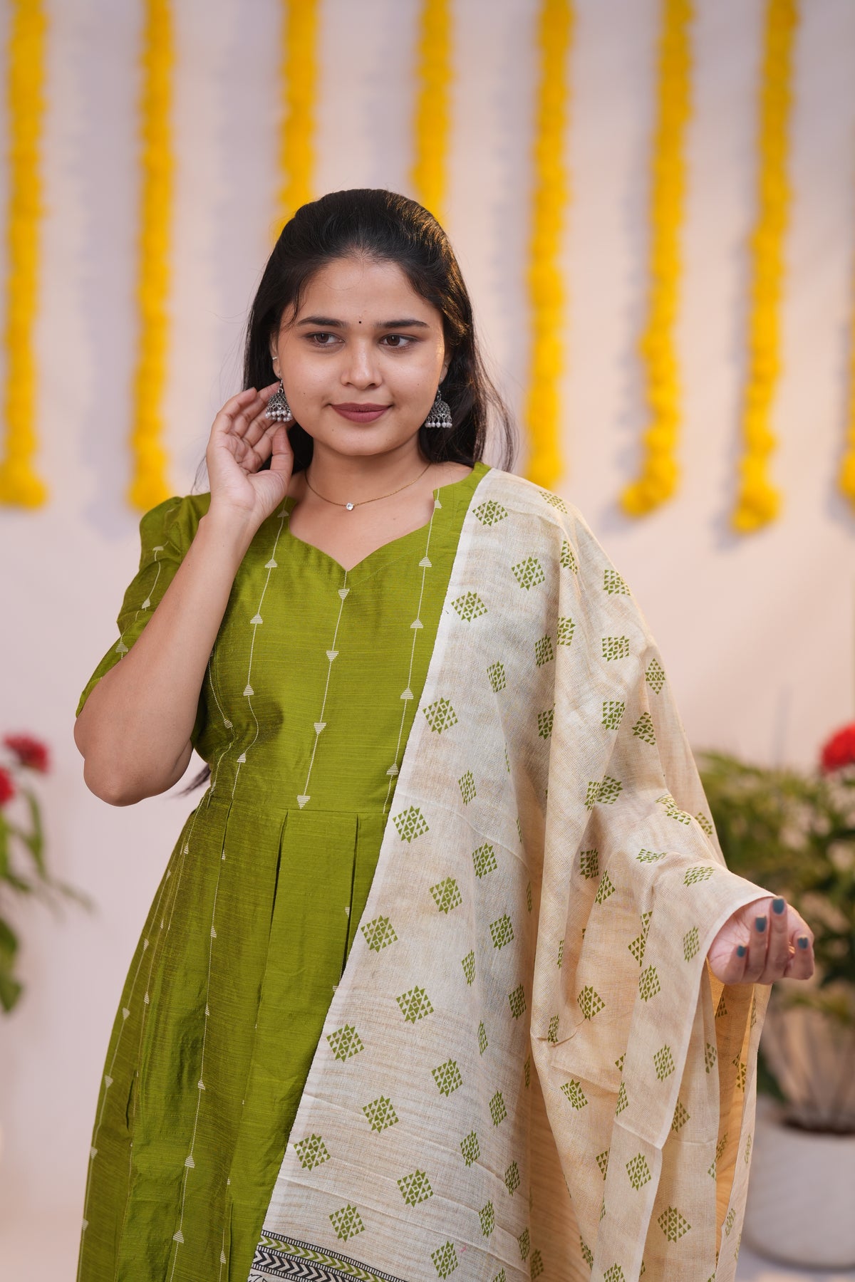 Karigai 3 Premium Raw silk maternity kurti set