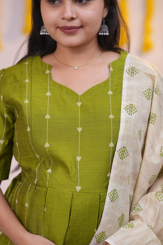 Karigai 3 Premium Raw silk maternity kurti set