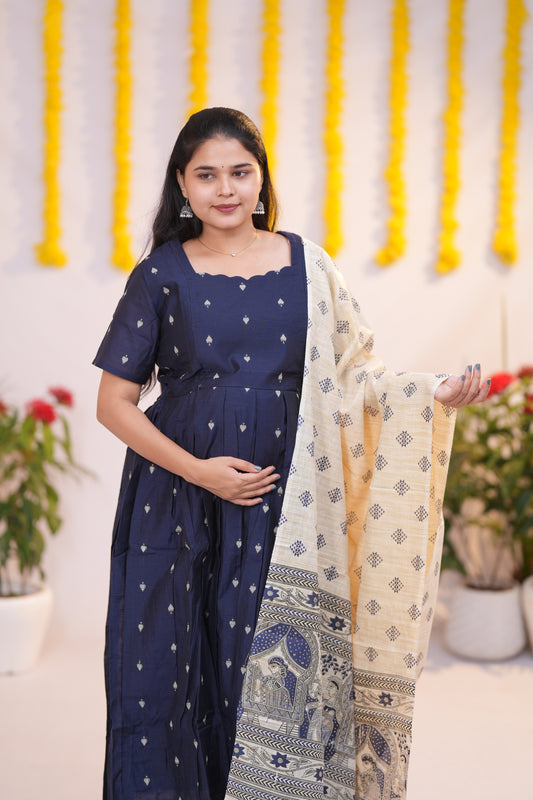 Karigai 4 Premium Raw silk maternity kurti set