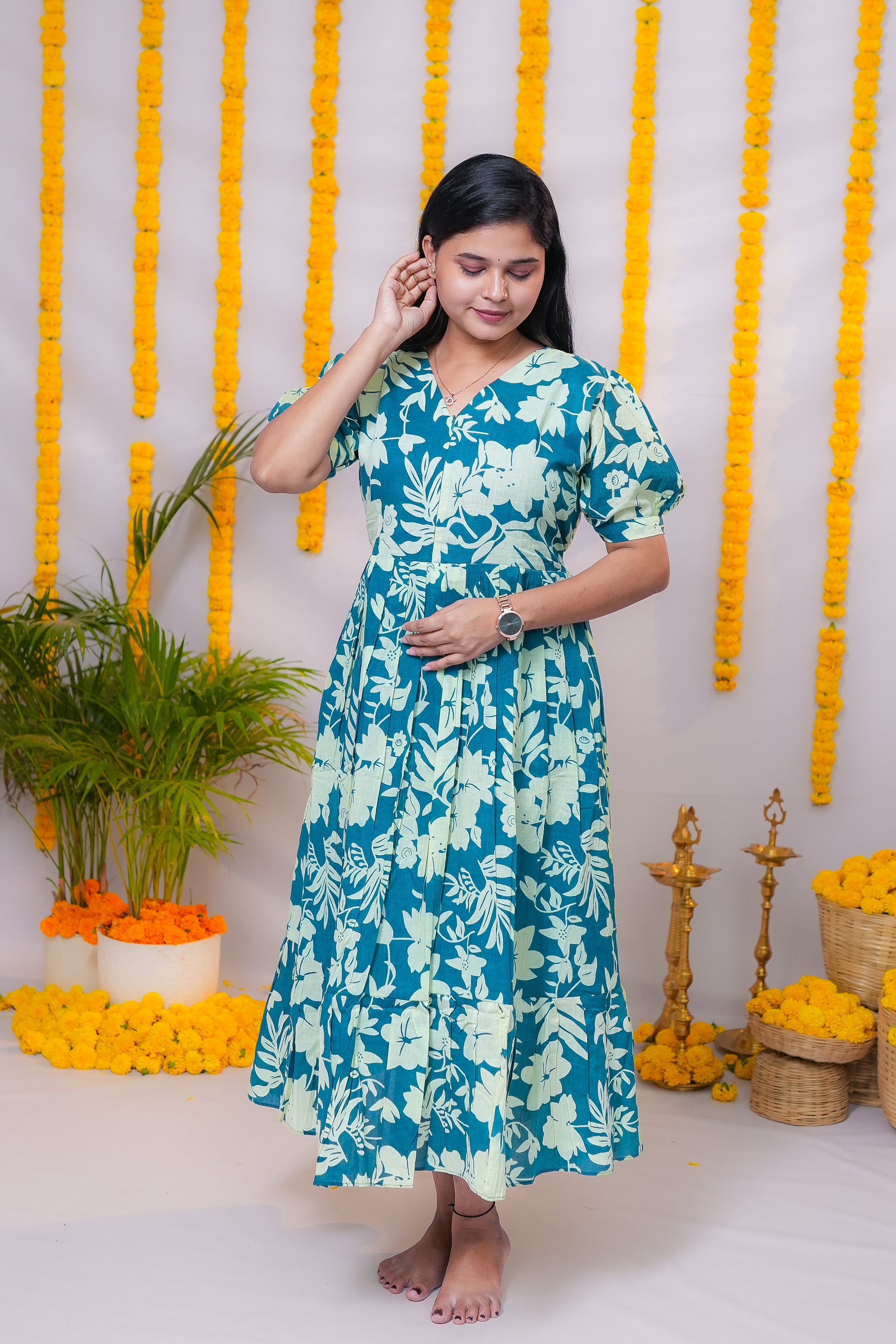 Isha premium cotton center zip maternity kurti
