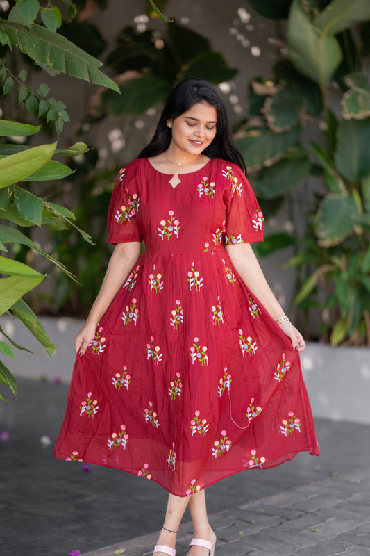 Iyal premium chanderi cotton maternity kurti