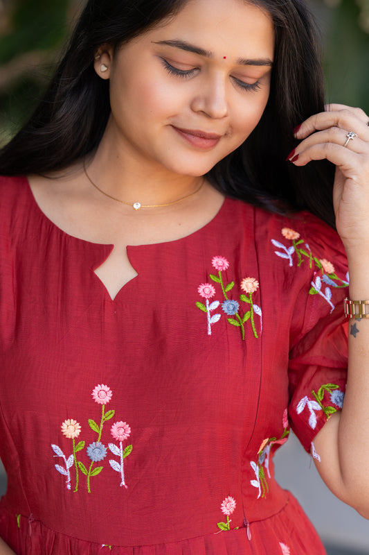 Iyal premium chanderi cotton maternity kurti