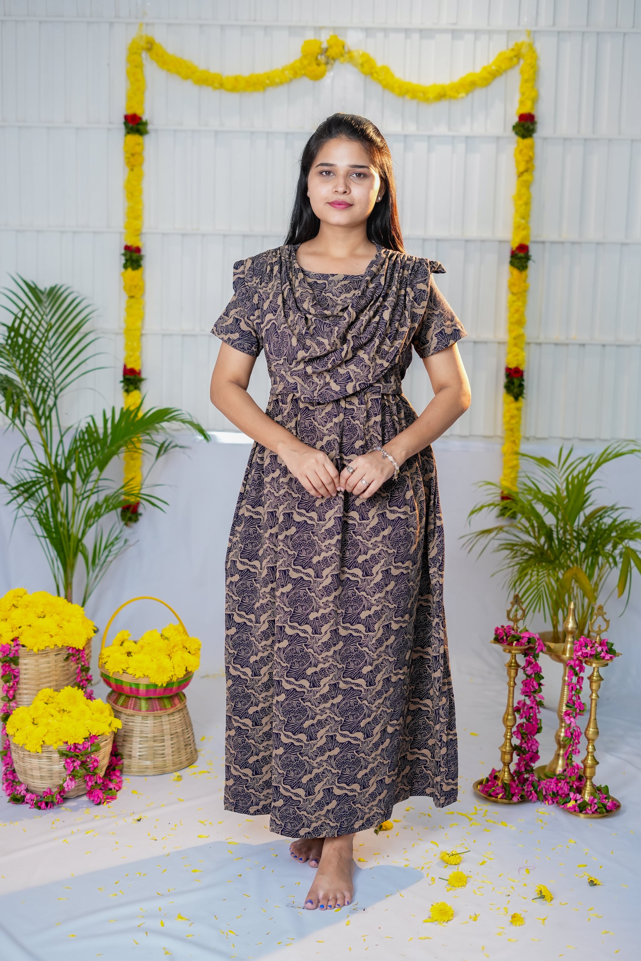 Shiny zipless maternity with shawl