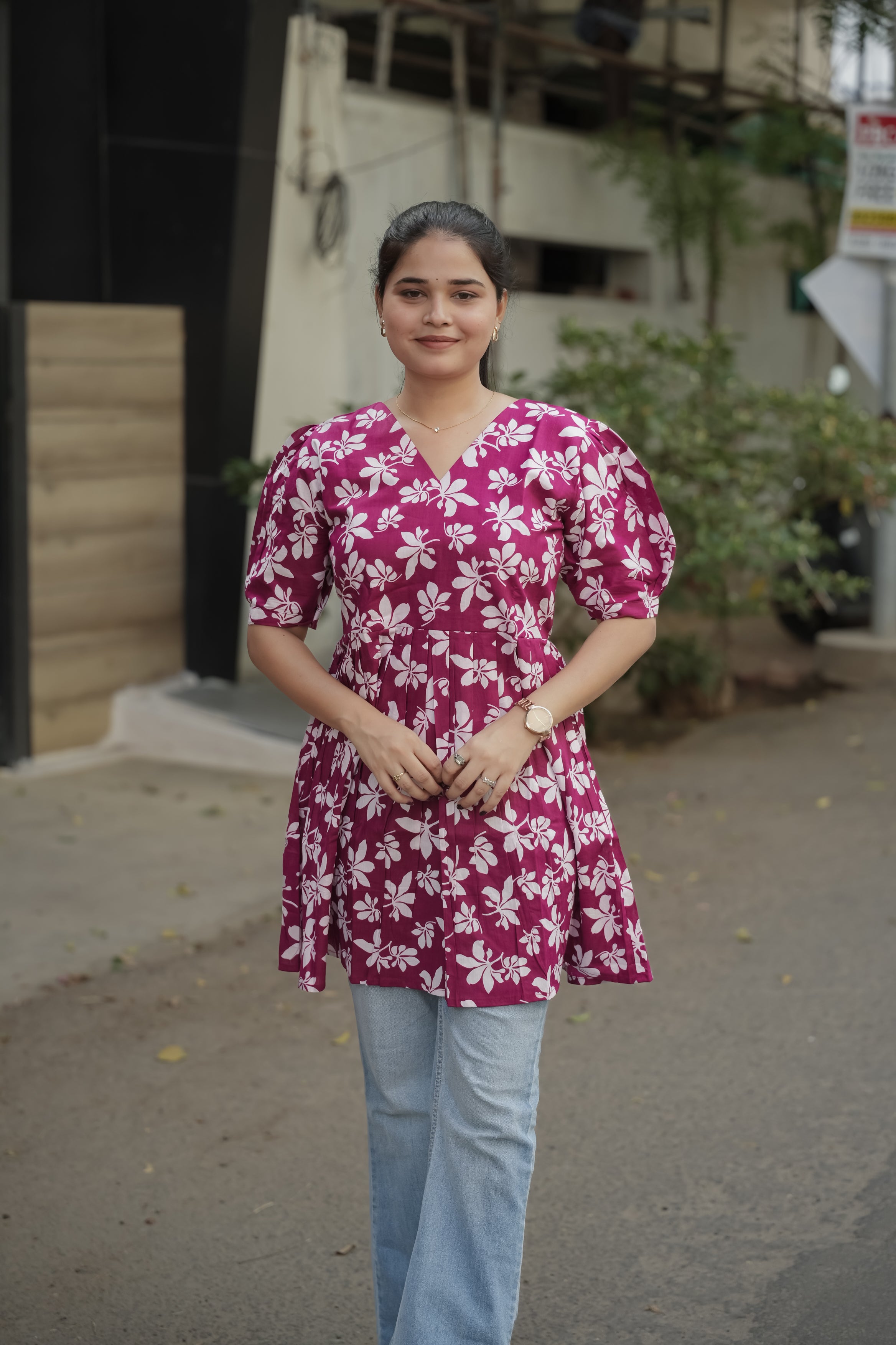 Elegant Peplum Tops - Pink