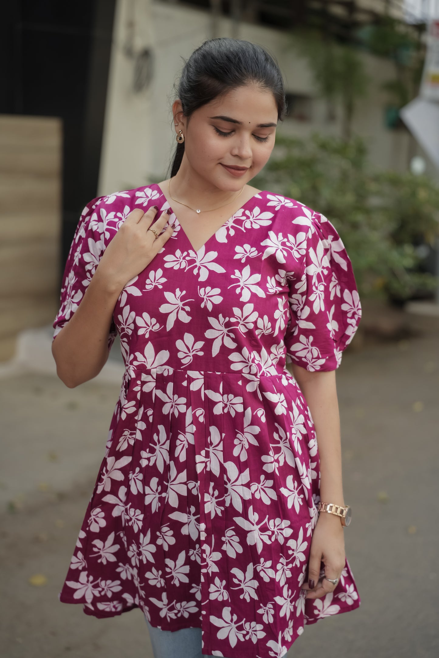 Elegant Peplum Tops - Pink