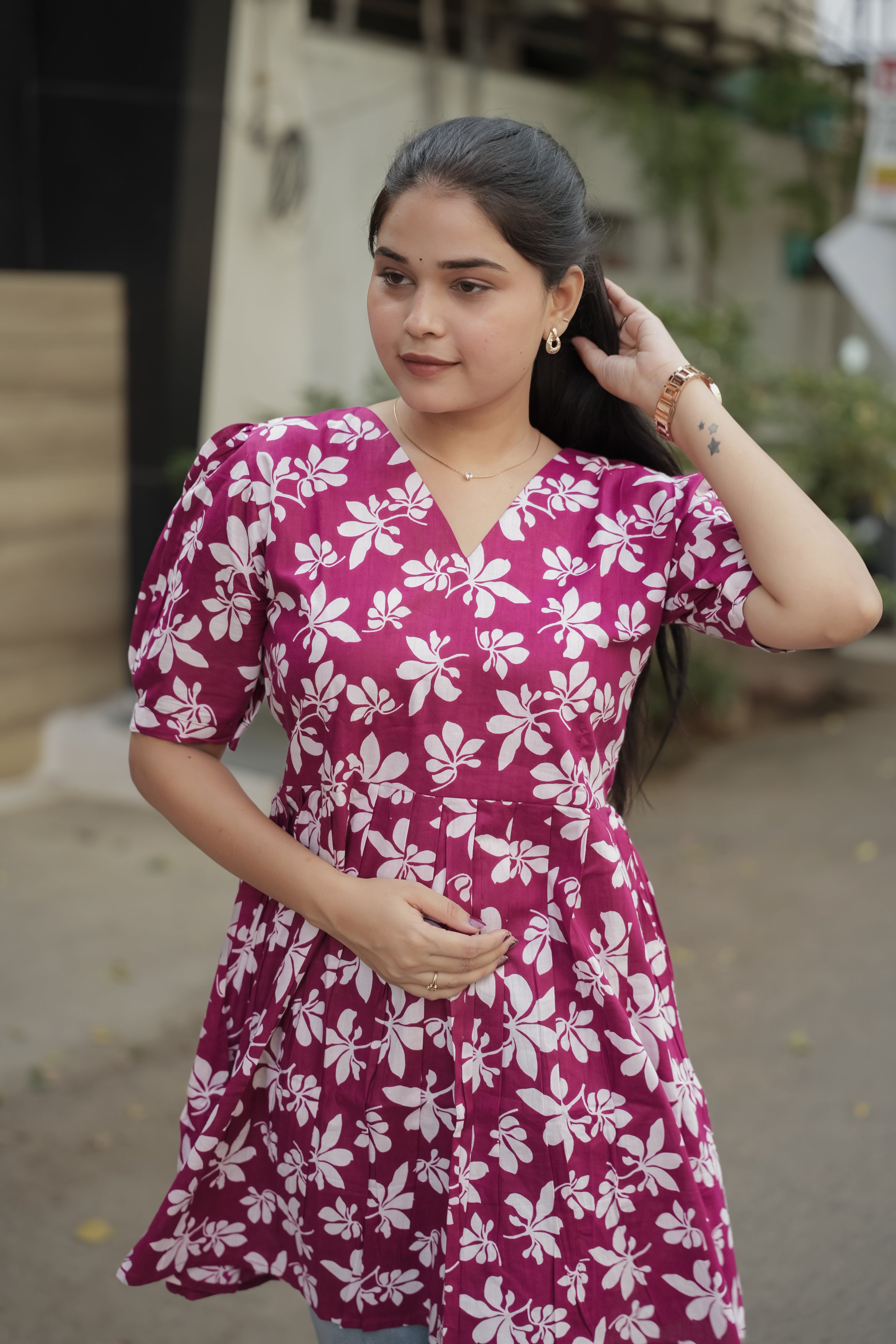Elegant Peplum Tops - Pink