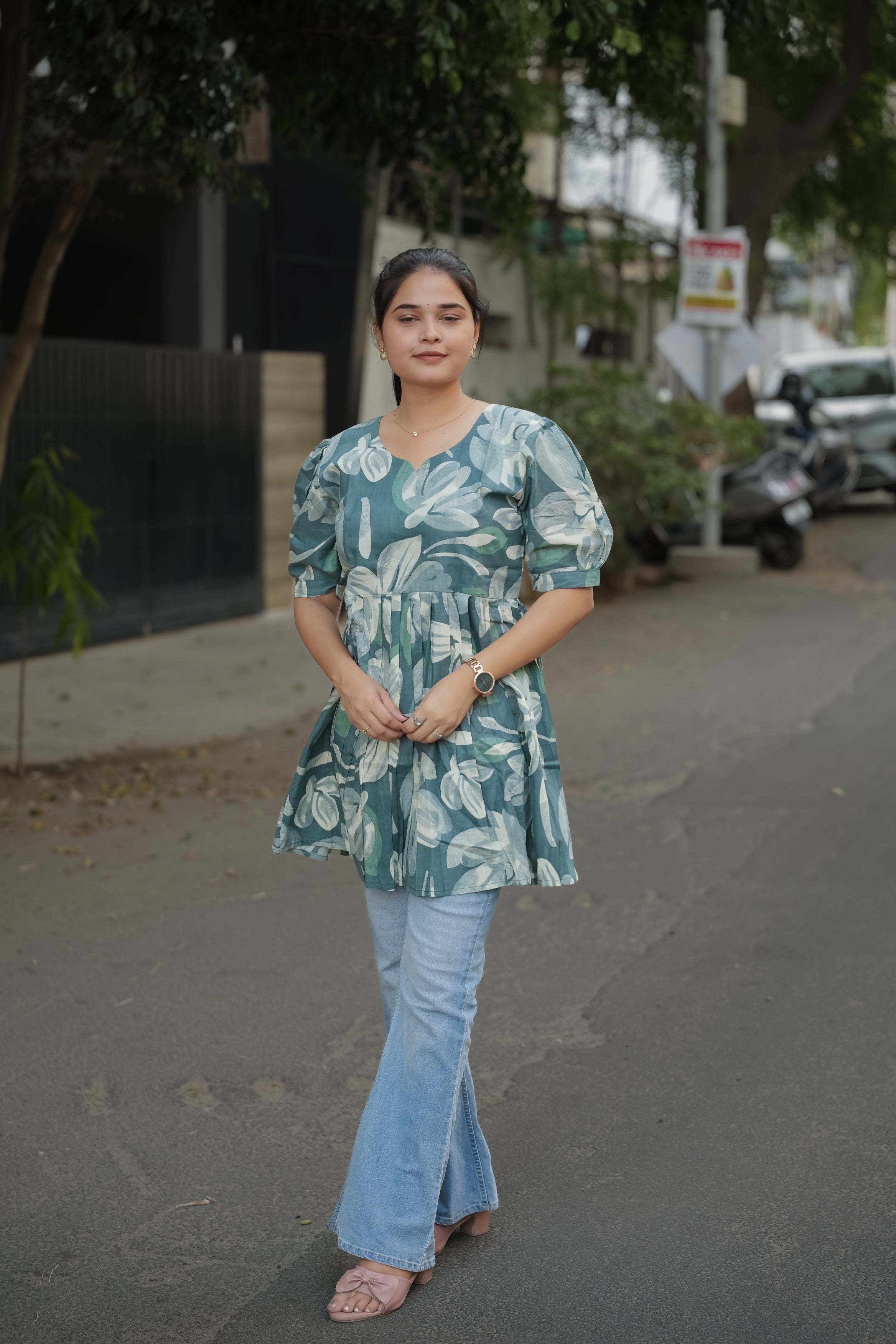 Elegant Peplum Tops - Gray
