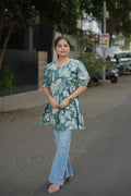 Elegant Peplum Tops - Gray