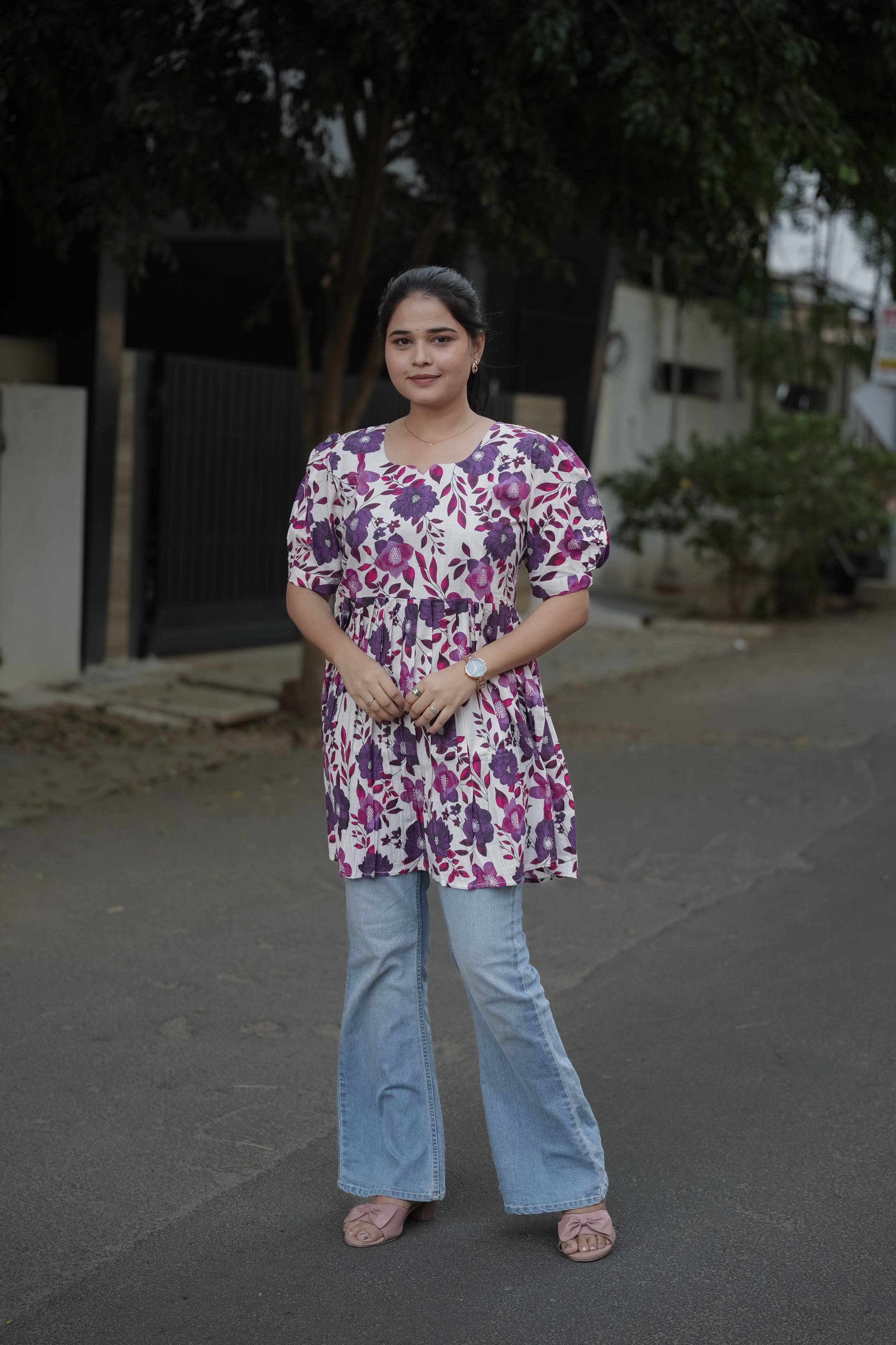 Elegant Peplum Tops - Purple