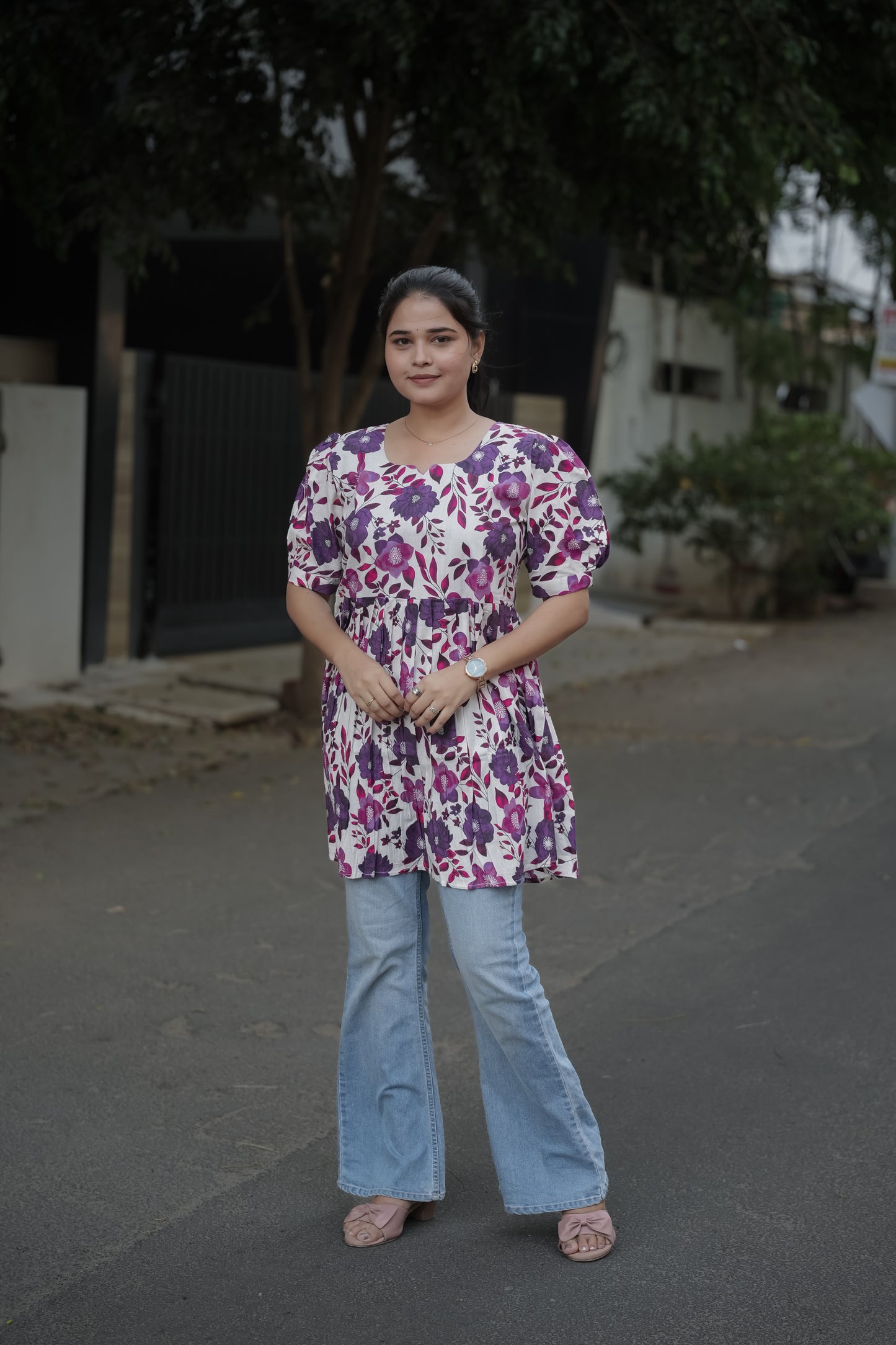 Elegant Peplum Tops - Purple