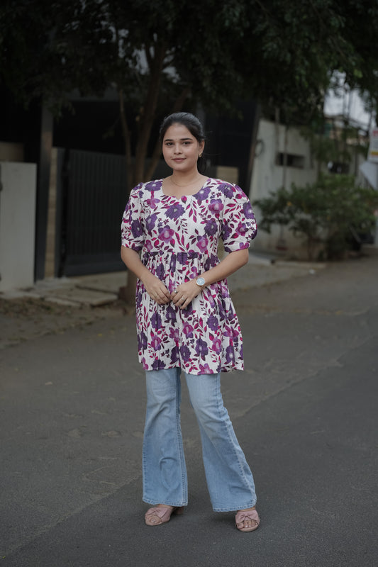 Elegant Peplum Tops - Purple
