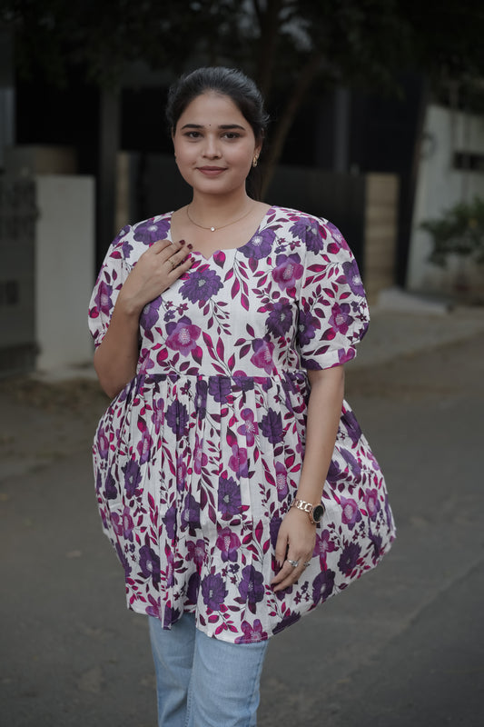 Elegant Peplum Tops - Purple