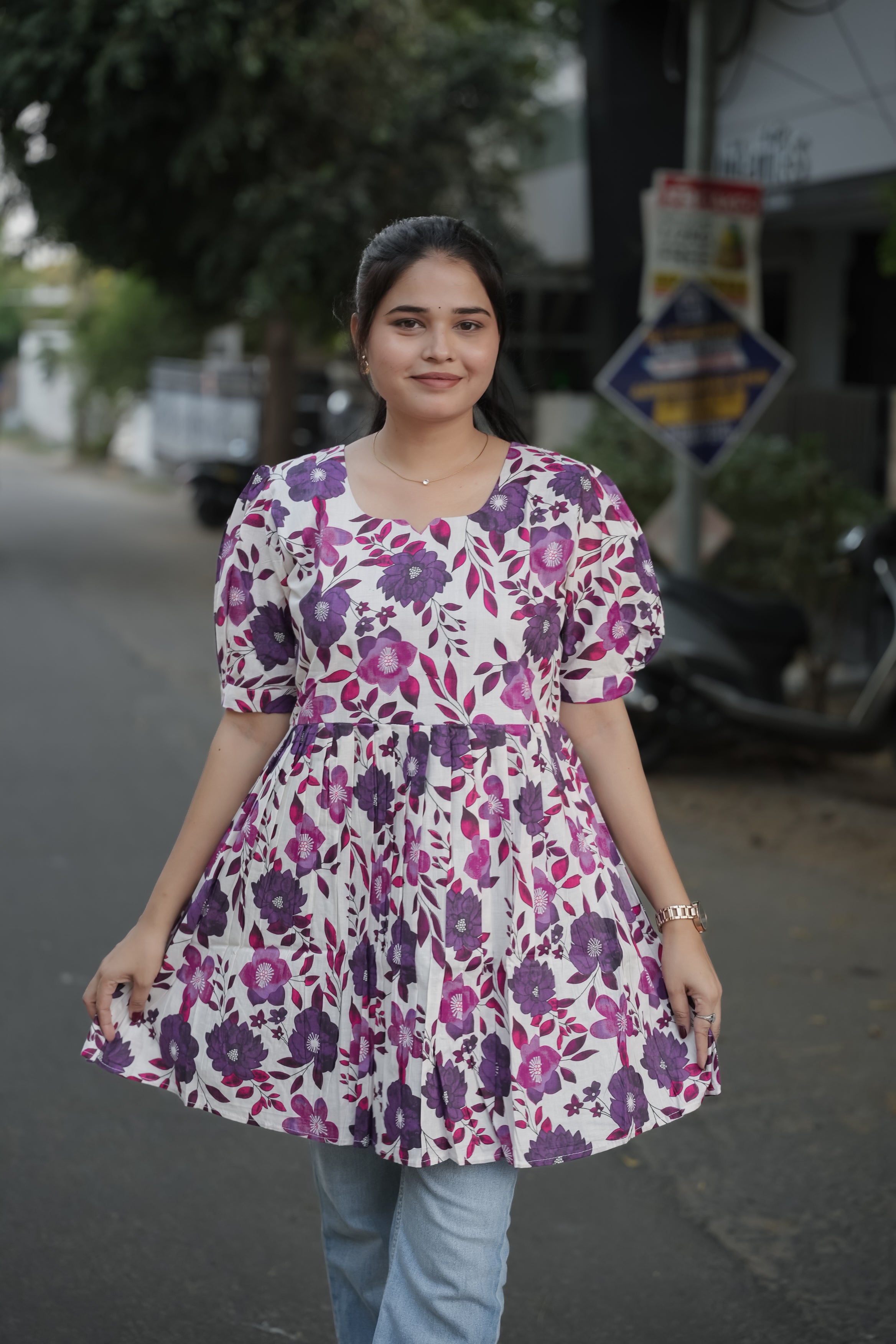 Elegant Peplum Tops - Purple