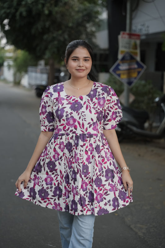 Elegant Peplum Tops - Purple